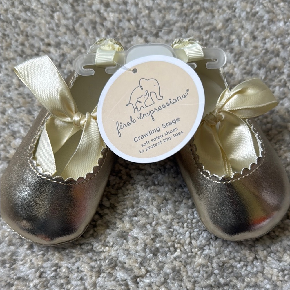 First Impressions Gold Baby Shoes